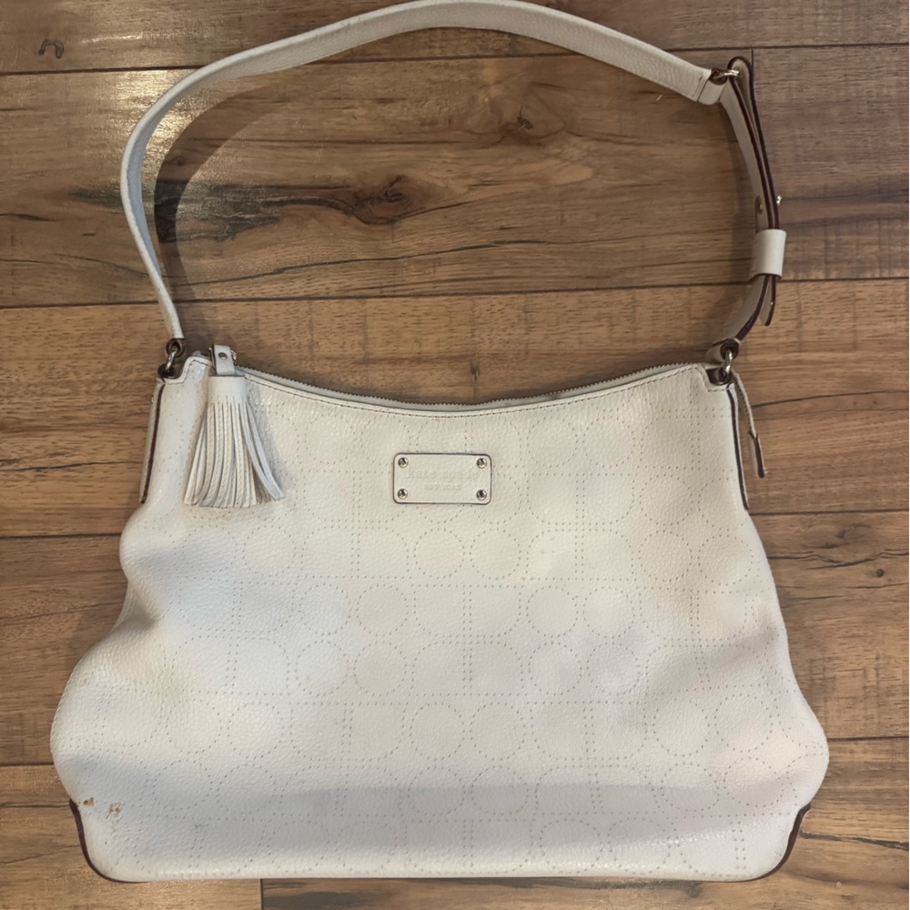 Kate Spade White Shoulder Bag with Tassel